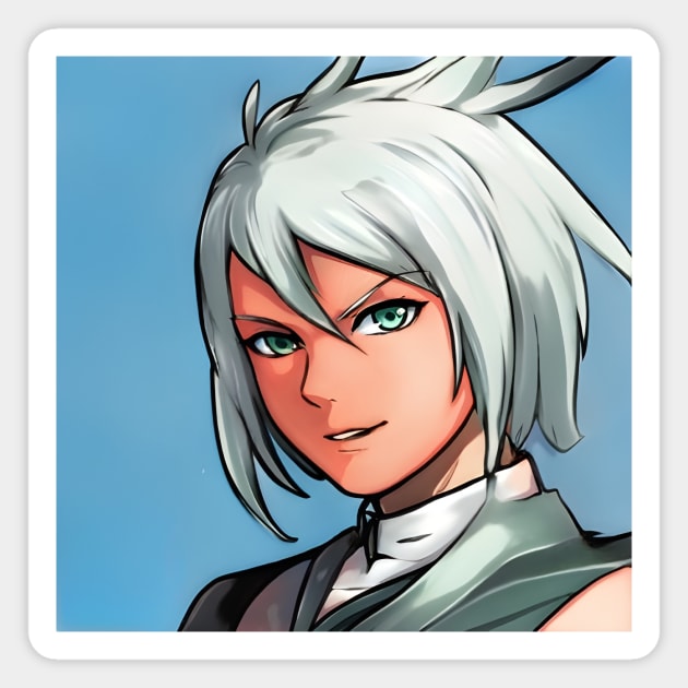 White Hair Anime Girl Magnet by animegirlnft